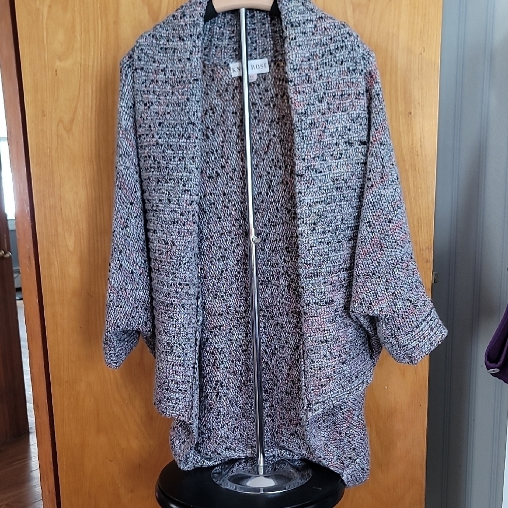 Knox Rose Gray Open-Front Knit Cardigan